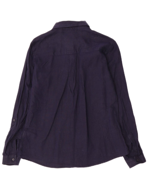 Marks & Spencer Damenhemd UK 10 Small Marineblaues Leinen