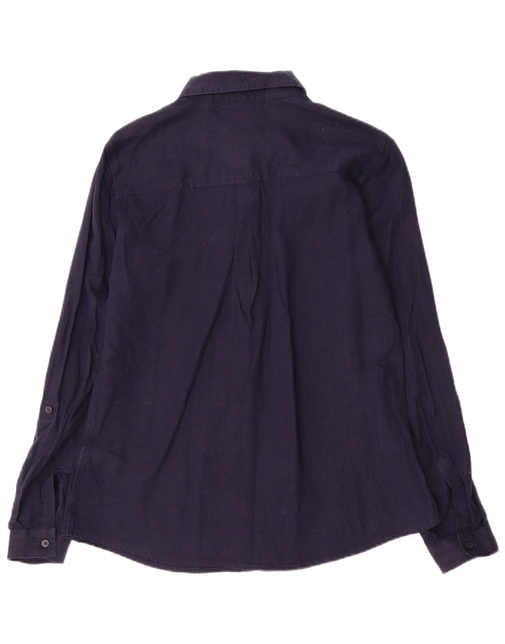 Marks & Spencer Damenhemd UK 10 Small Marineblaues Leinen