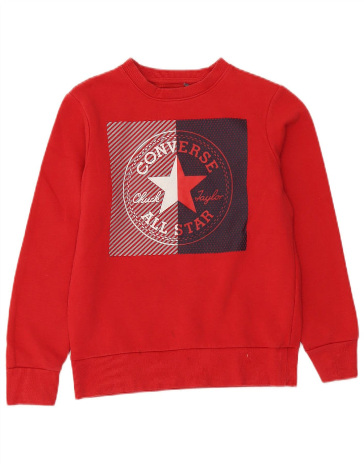Converse Sweatshirt-Pullover mit Grafik für Jungen, 10–11 Jahre, mittelrote Baumwolle