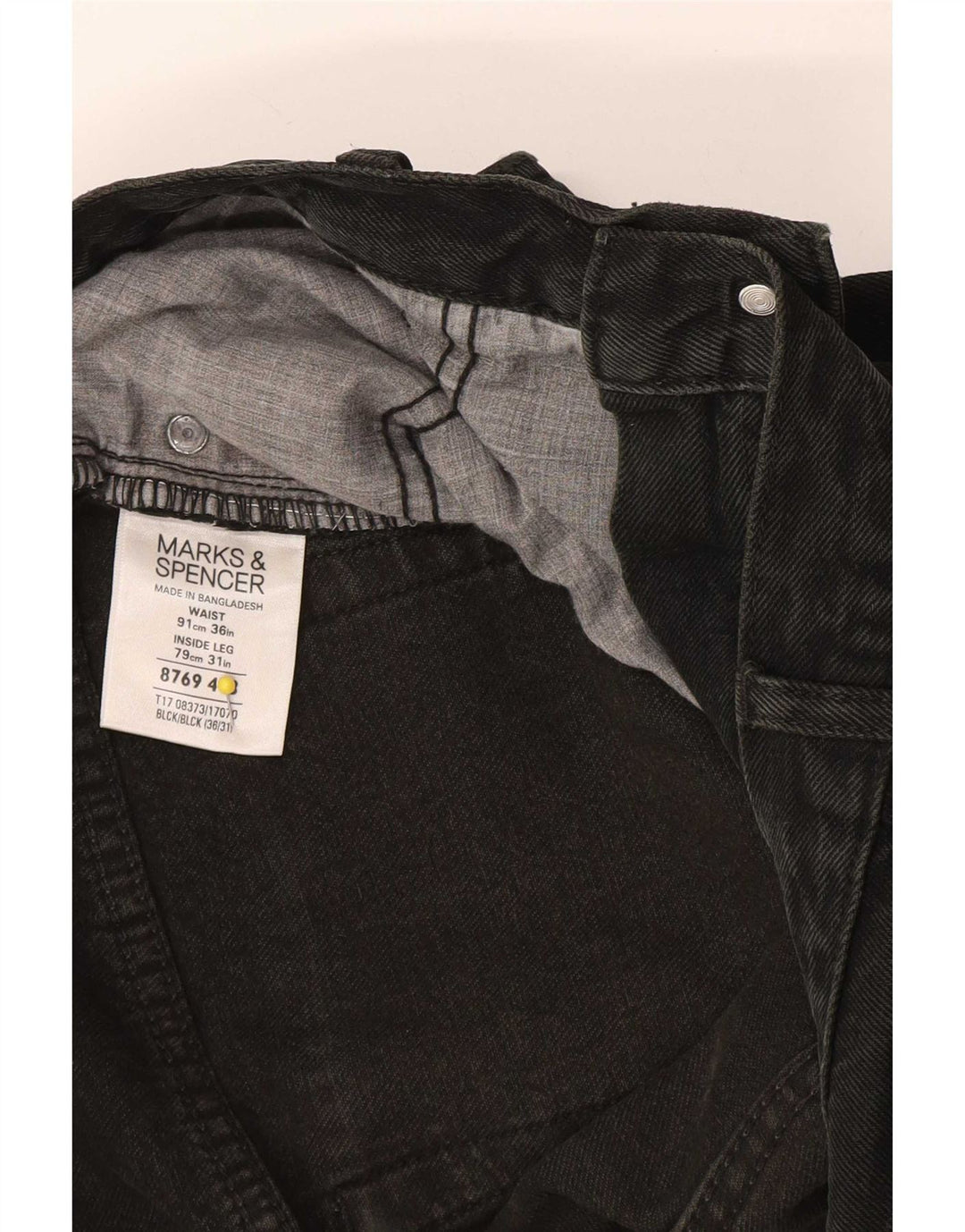 Marks & Spencer Herren Blue Harbor Straight Jeans W36 L31 Schwarze Baumwolle