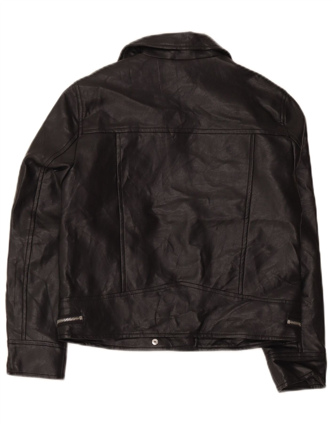 Zara Mädchen-Bikerjacke aus Kunstleder, 9–10 Jahre, schwarzes Polyester