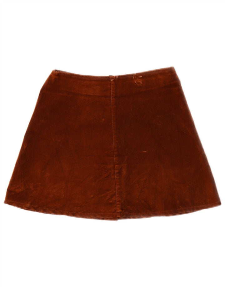 Vintage Damen Velour Minirock W24 XS Braun Polyamid