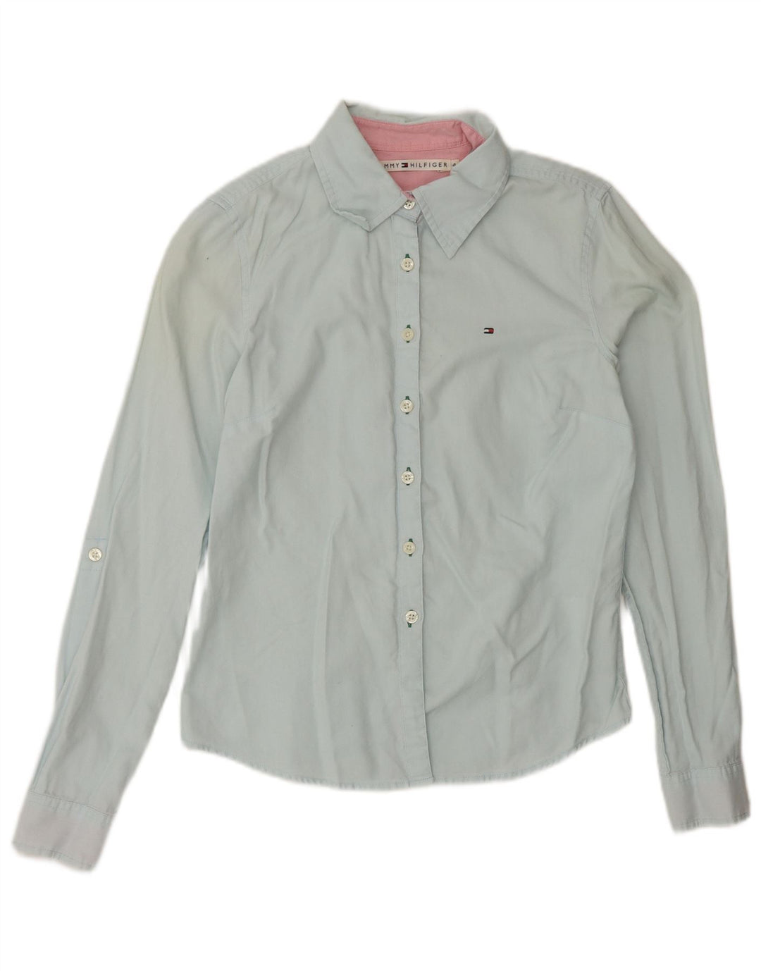 TOMMY HILFIGER Damen Hemd US 4 Small Blaue Baumwolle