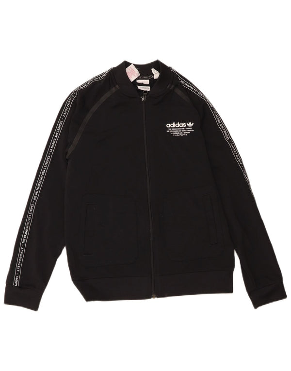 Adidas Jungen Grafik-Trainingsanzug-Top-Jacke, 11–12 Jahre, schwarzes Polyester