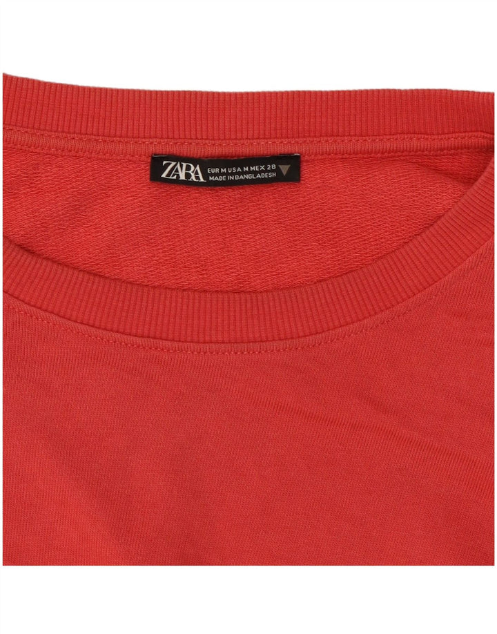 ZARA Damen Crop Sweatshirt Pullover UK 14 Mittelrot