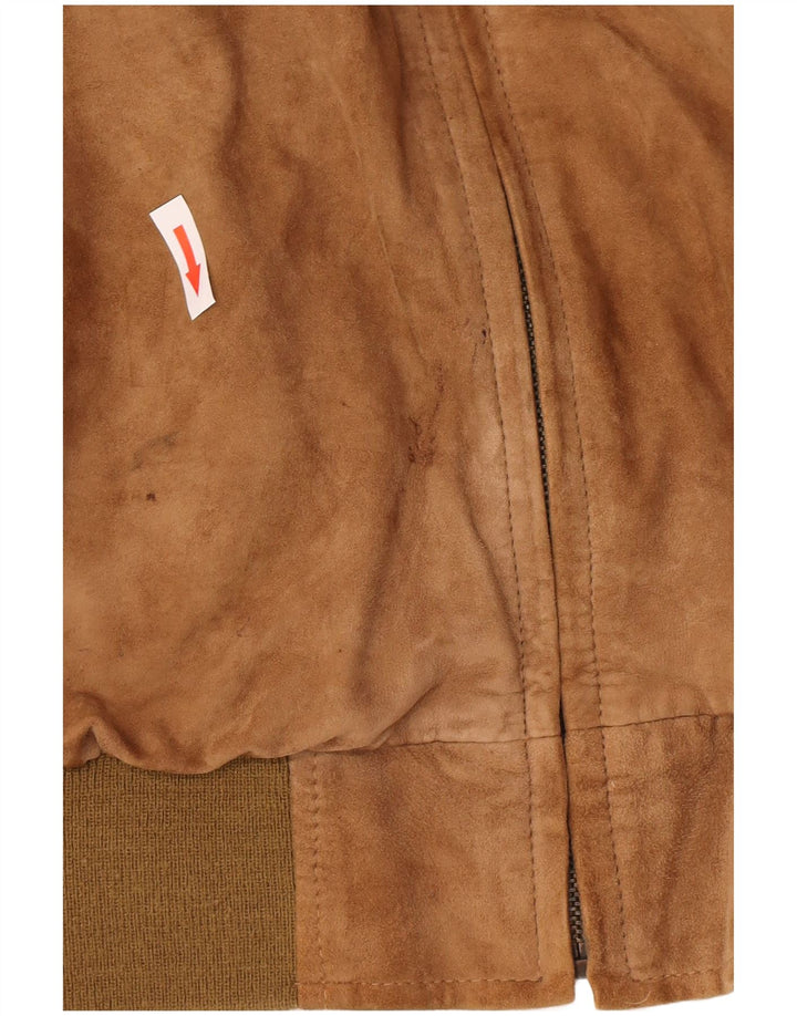 Vintage Herren Bomber Wildlederjacke UK 44 2XL Braunes Leder
