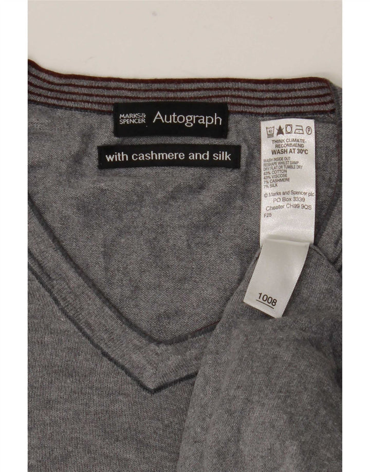 Marks & Spencer Herren Autograph Top Langarm mittelgraue Baumwolle