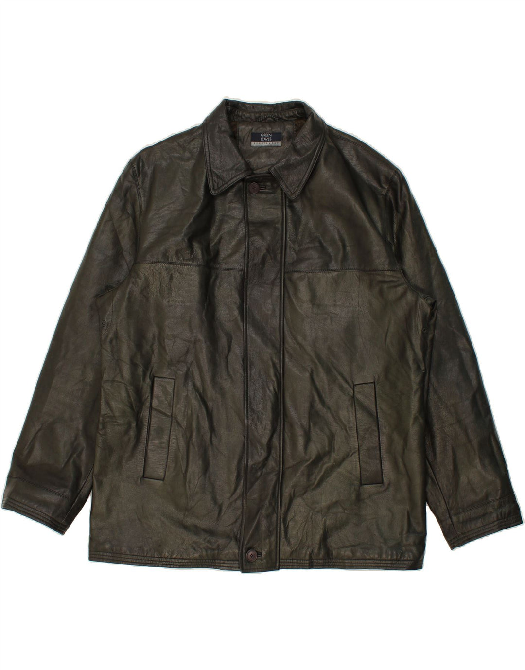 GRÜNE BLÄTTER Herren-Lederjacke UK 44 2XL Grünes Leder