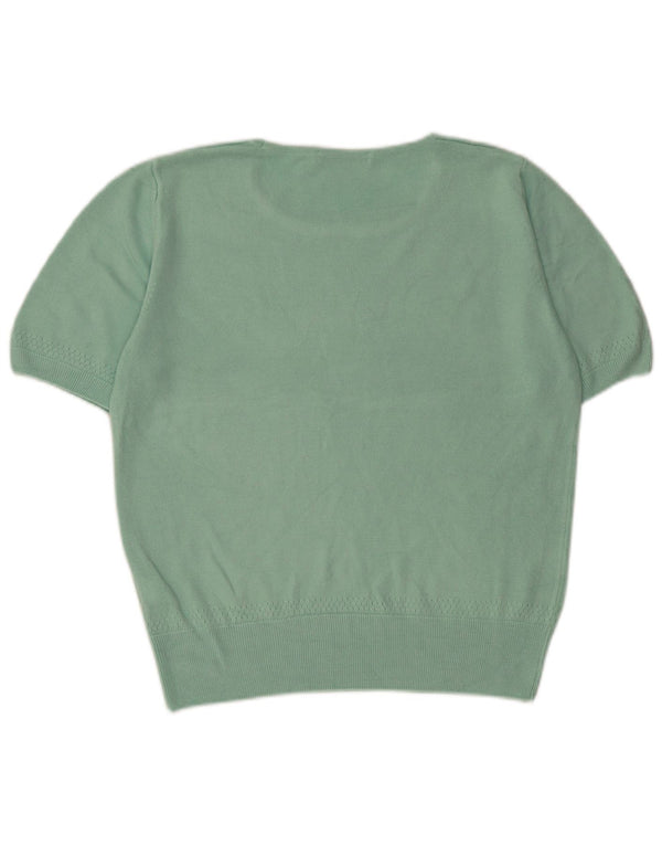 MARKS & SPENCER Damen Crop Pullover mit Rundhalsausschnitt, UK 16, Größe L, Türkis