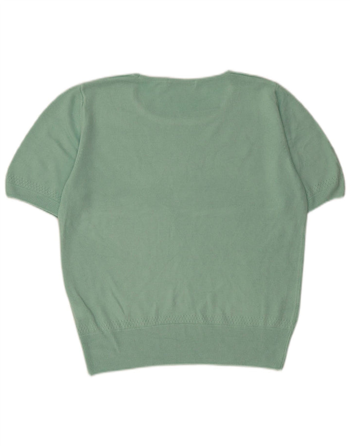 MARKS & SPENCER Damen Crop Pullover mit Rundhalsausschnitt, UK 16, Größe L, Türkis