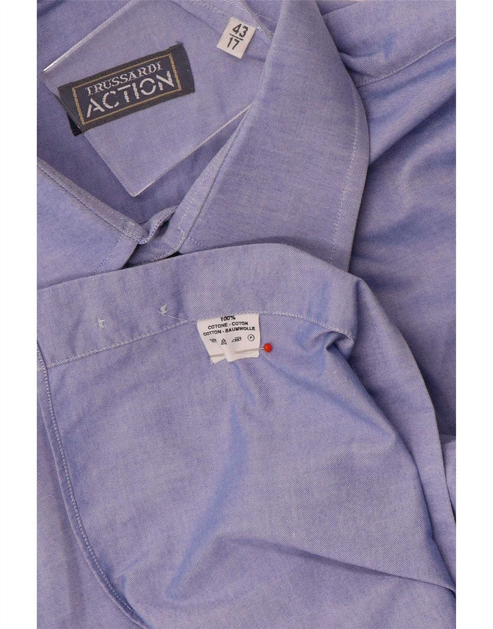 Trussardi Herrenhemd Größe 43 17 XL Blaue Baumwolle