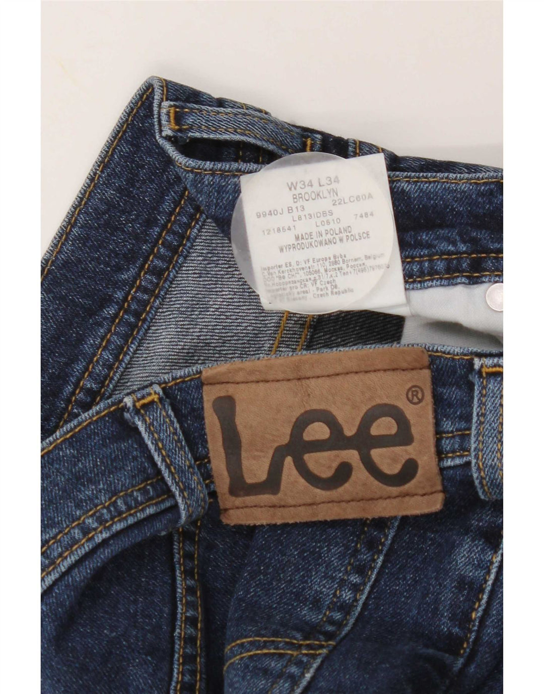 Lee Herren Brooklyn Straight Jeans W34 L30 Marineblaue Baumwolle