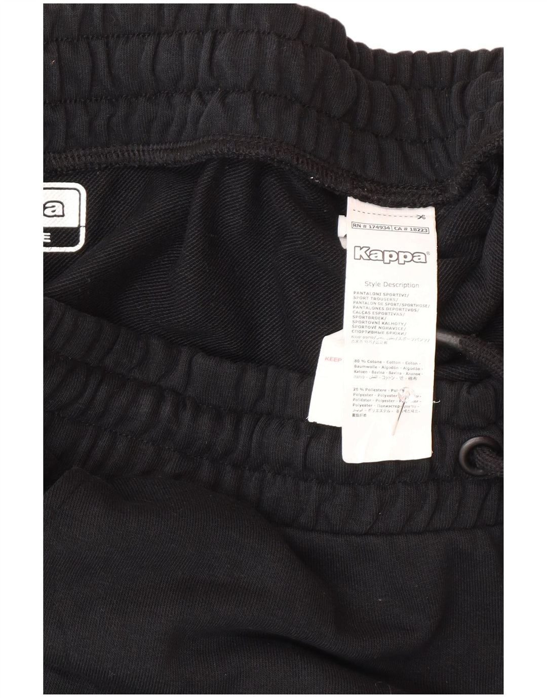 Kappa Herren-Trainingshose, Jogginghose, groß, schwarze Baumwolle