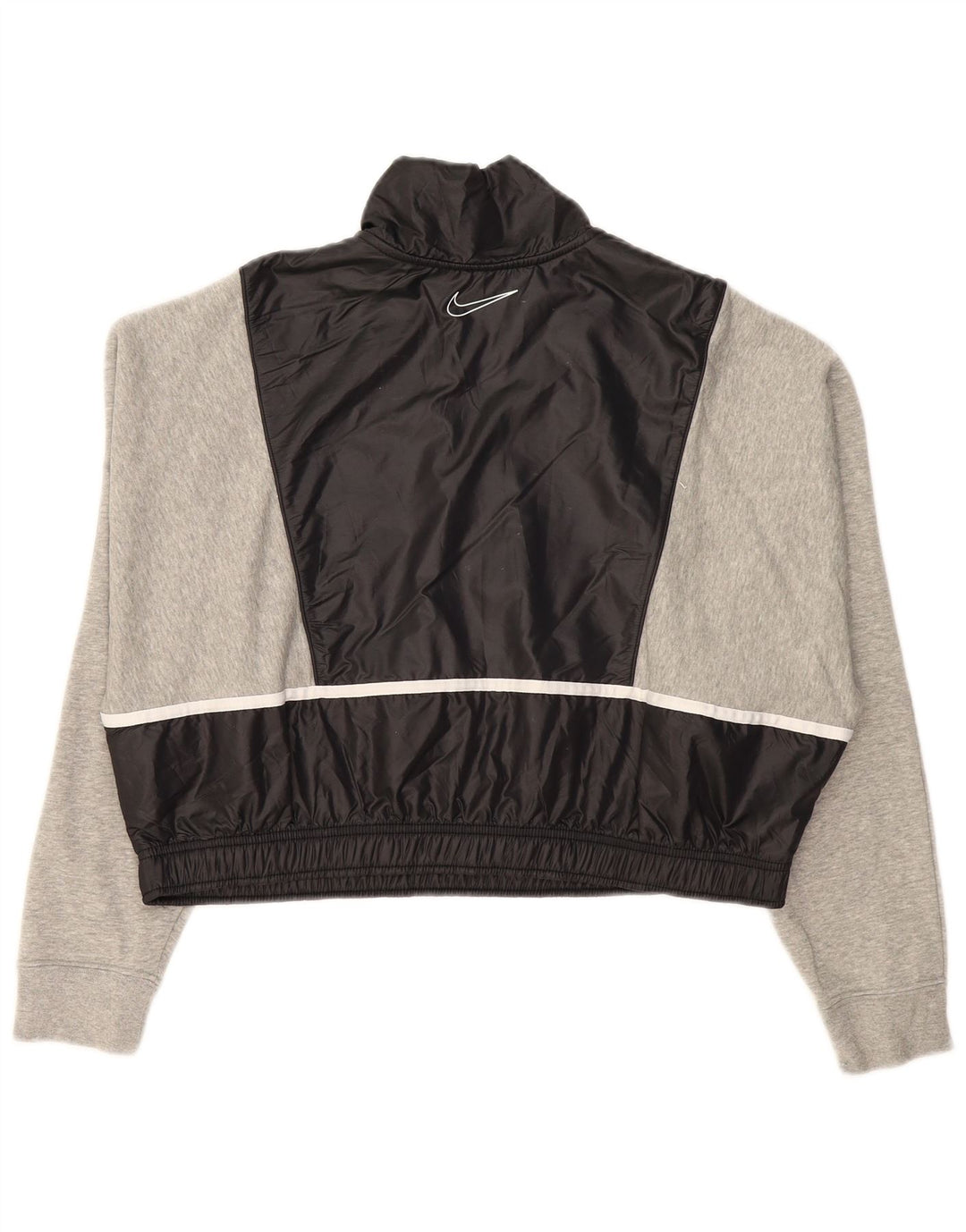 NIKE Womens Oversized Crop Sweatshirt Pullover UK 16 Large Grau Farbblock