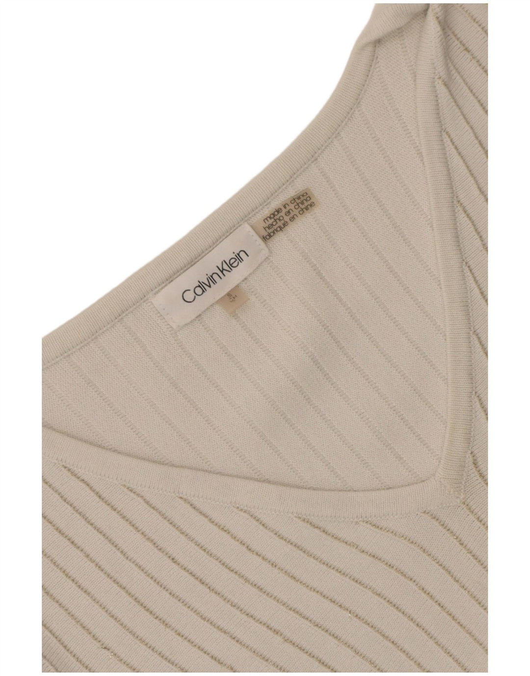 Calvin Klein Damen T-Shirt Top UK 10 Small Weiß gestreift