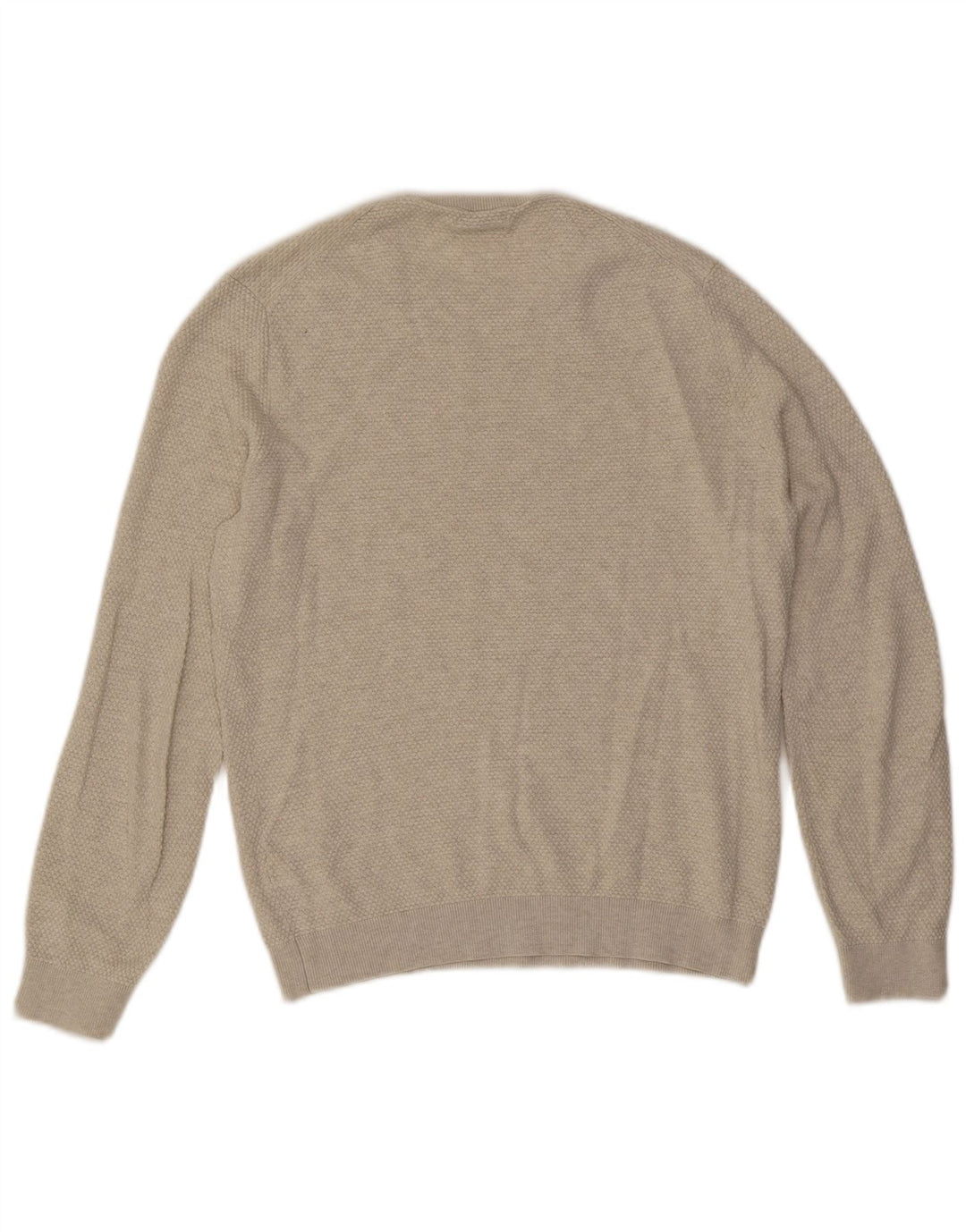 Massimo Dutti Herren-Pullover mit Rundhalsausschnitt, mittelbeige Baumwolle