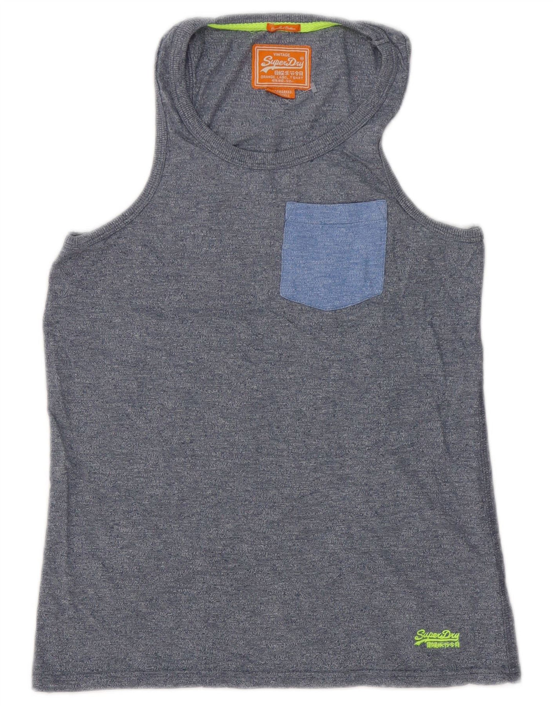 Superdry Herren-Trägershirt, klein, marineblau gesprenkelte Baumwolle