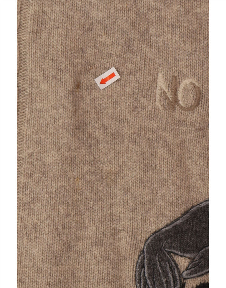 ICEBERG Herren-Pullover mit grafischem Rundhalsausschnitt, mittelgroße beige Tiere