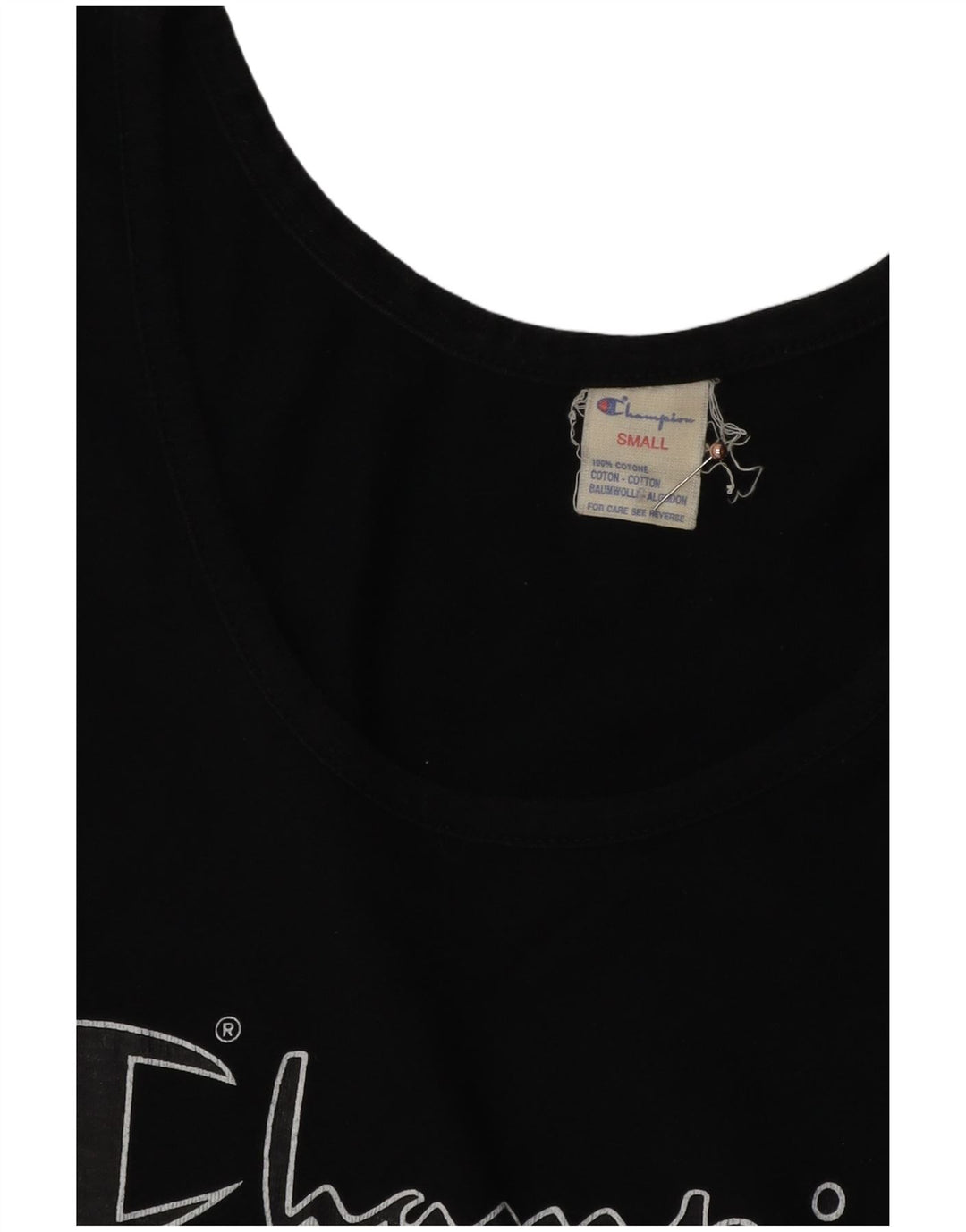 CHAMPION Damen Grafik-Trägershirt UK 10 Small Schwarz Baumwolle