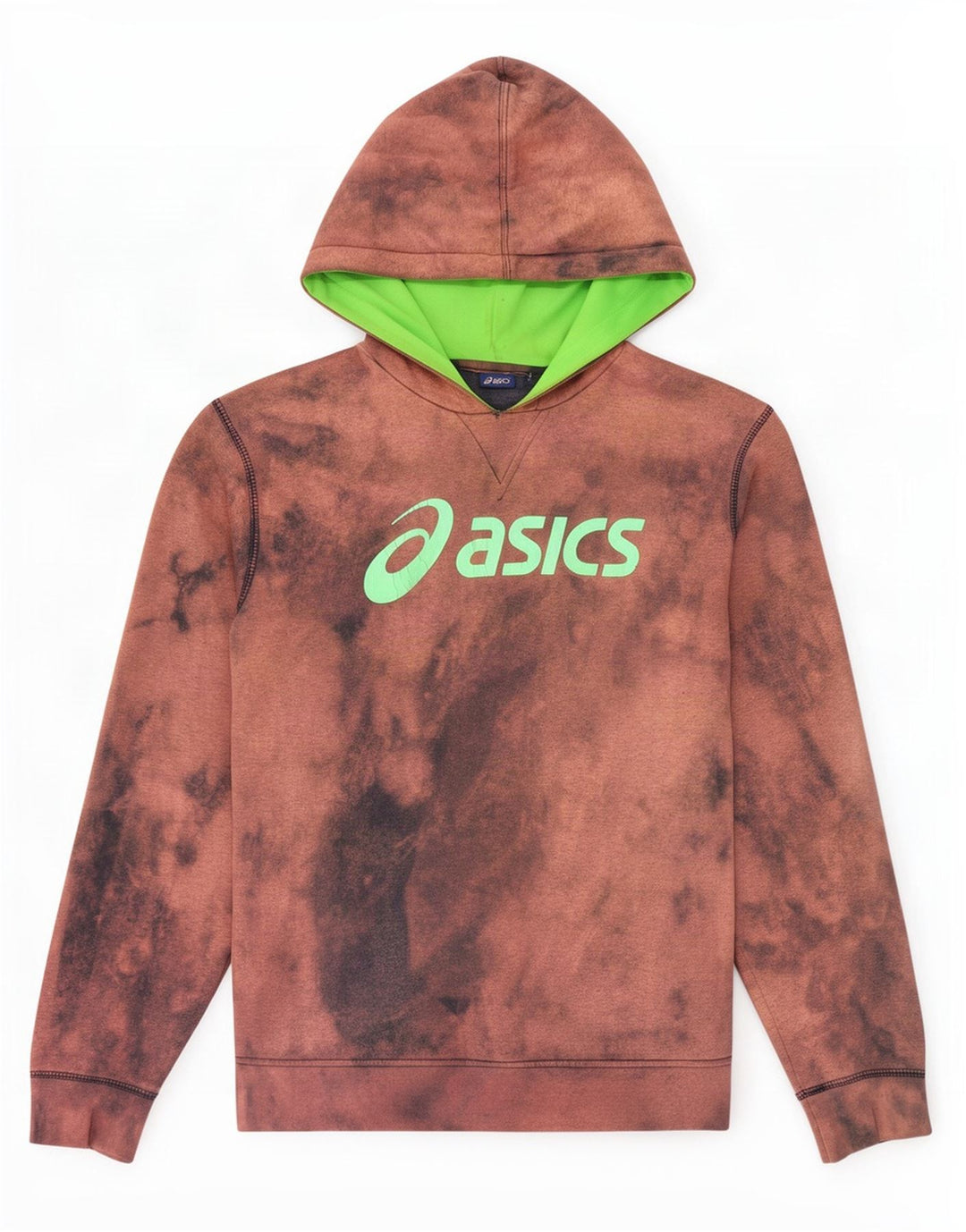 Asics Herren-Kapuzenpullover mit Grafik, mittelbraun, Batikfärbung