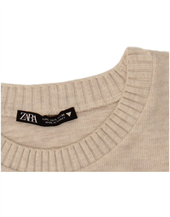 Zara Damen-Pullover mit Rundhalsausschnitt, Gr. 40, Größe L, Beige