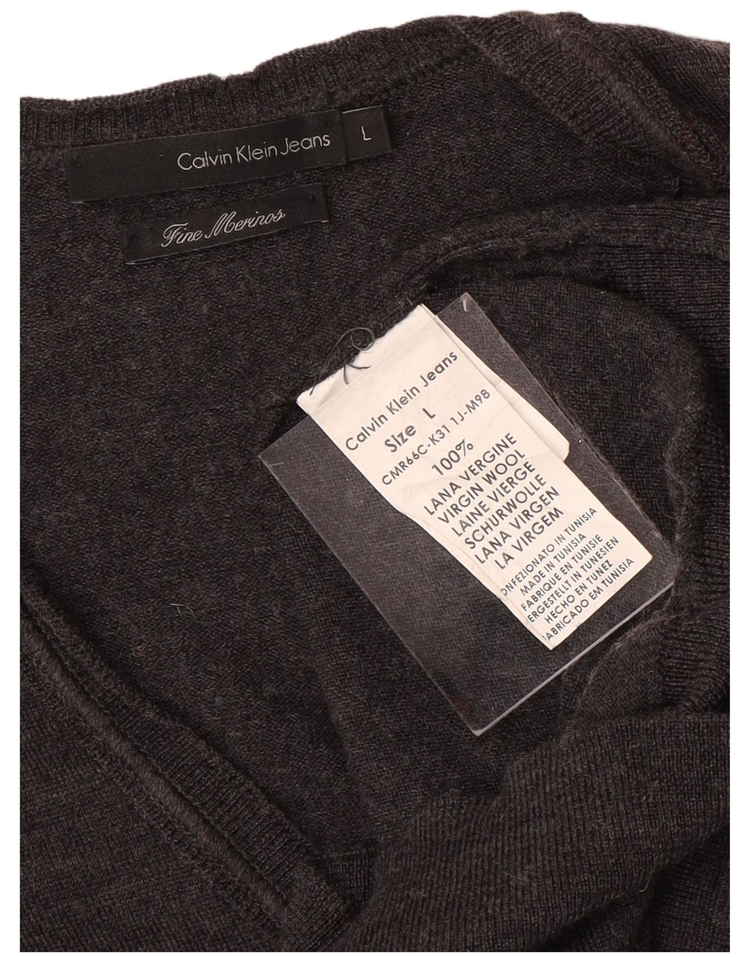CALVIN KLEIN JEANS Herren-Cardigan-Pullover, groß, graue Merinowolle