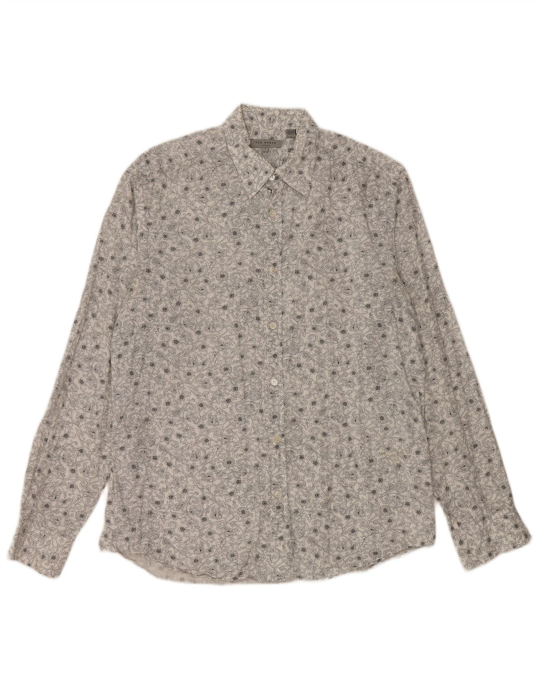 TED BAKER Herrenhemd, Größe 3, mittelweiß, geblümt, Baumwolle