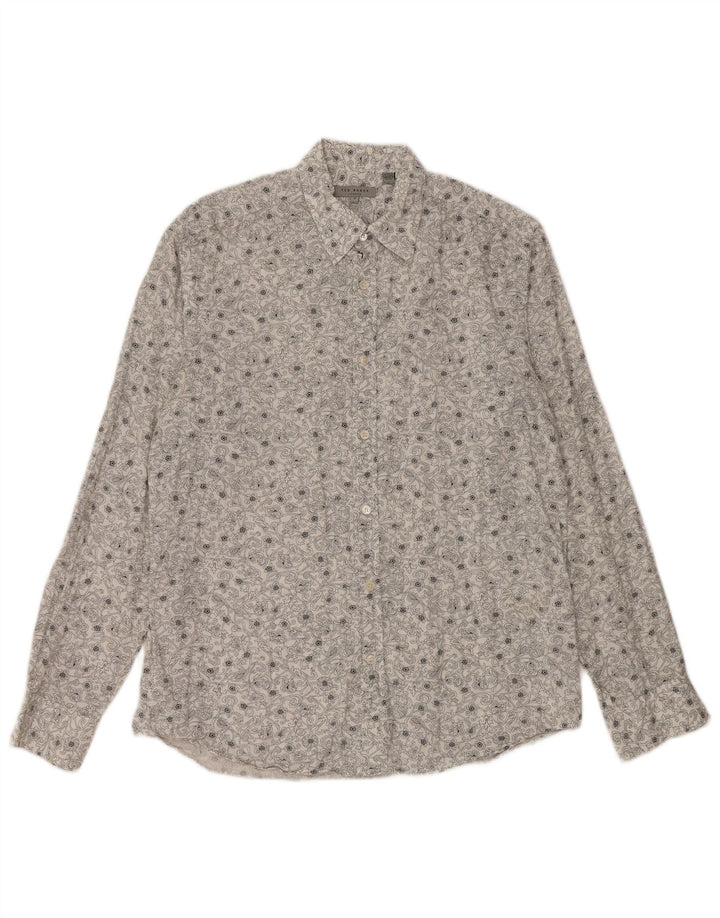 TED BAKER Herrenhemd, Größe 3, mittelweiß, geblümt, Baumwolle