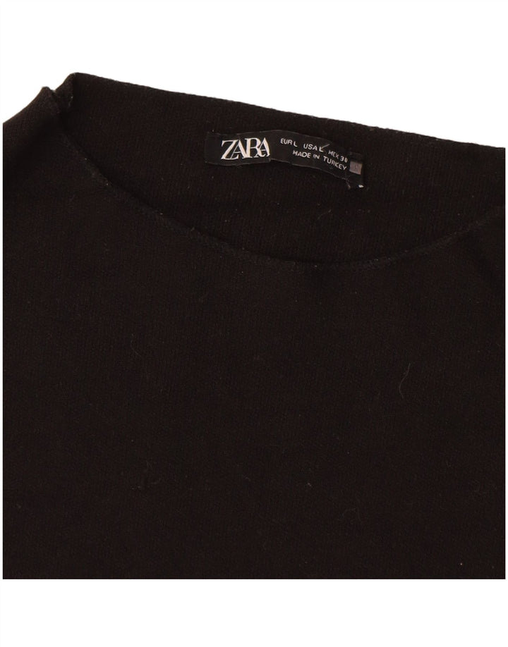 ZARA Damen, figurbetontes Kleid, Größe 44, Schwarz, Viskose