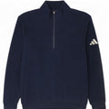 Adidas Herren-Fleecepullover mit Reißverschluss am Hals, mittelmarineblaues Polyester