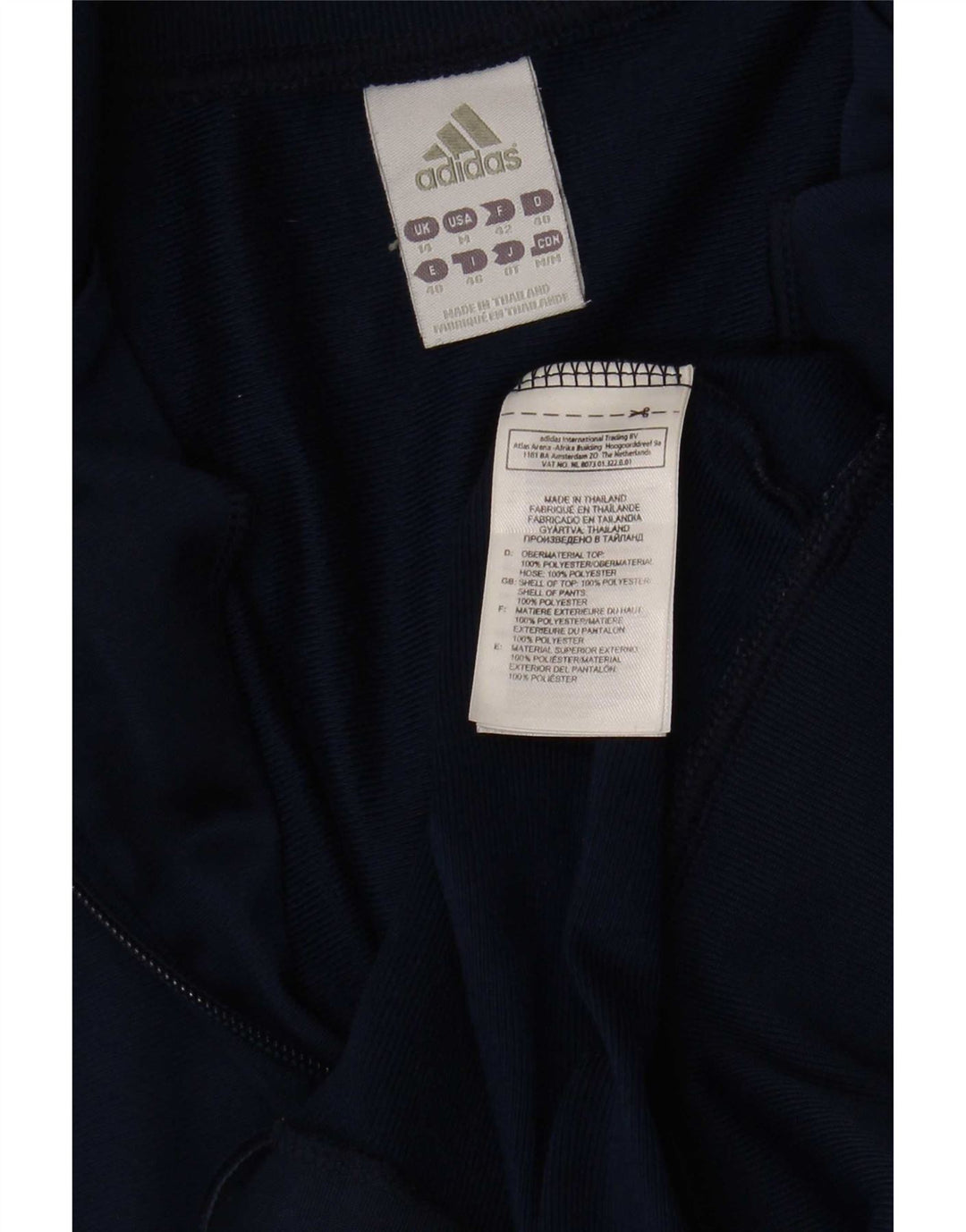 Adidas Damen Trainingsanzug Top Jacke UK 14 Medium Marineblau Polyester