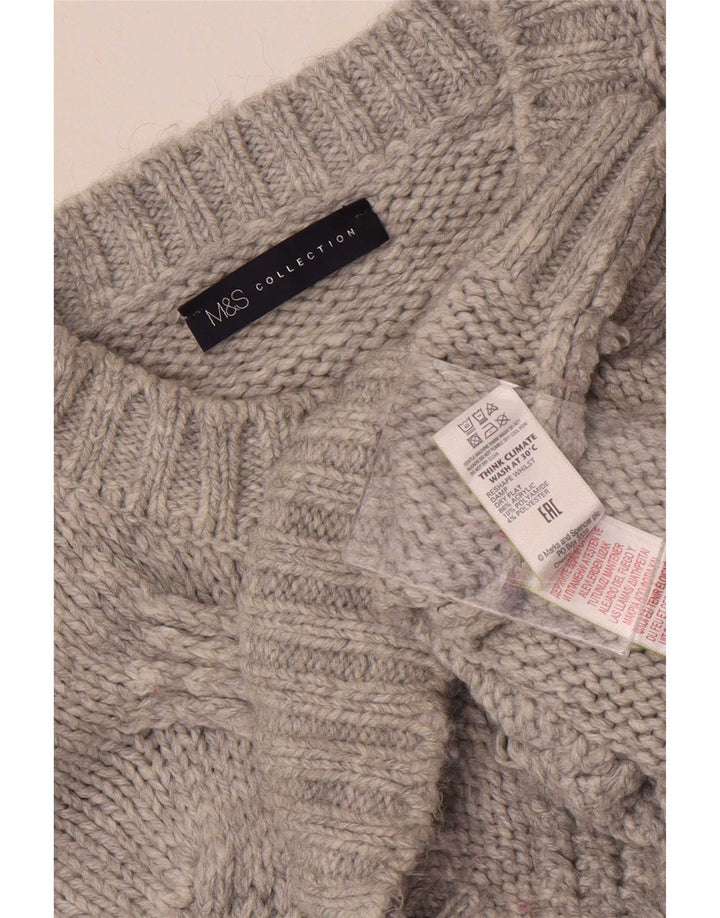 Marks & Spencer Damen-Pullover, übergroß, Rundhalsausschnitt, Gr. 10, Größe S, Grau