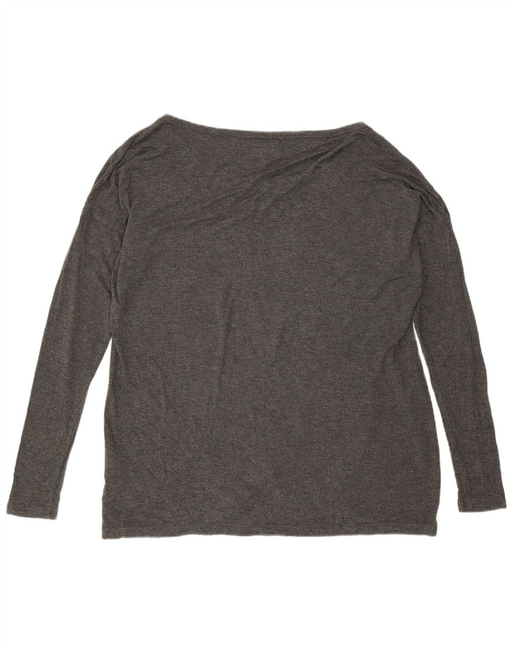 Gaudi Damen Übergroßes grafisches Top Langarm UK 10 Small Graue Viskose