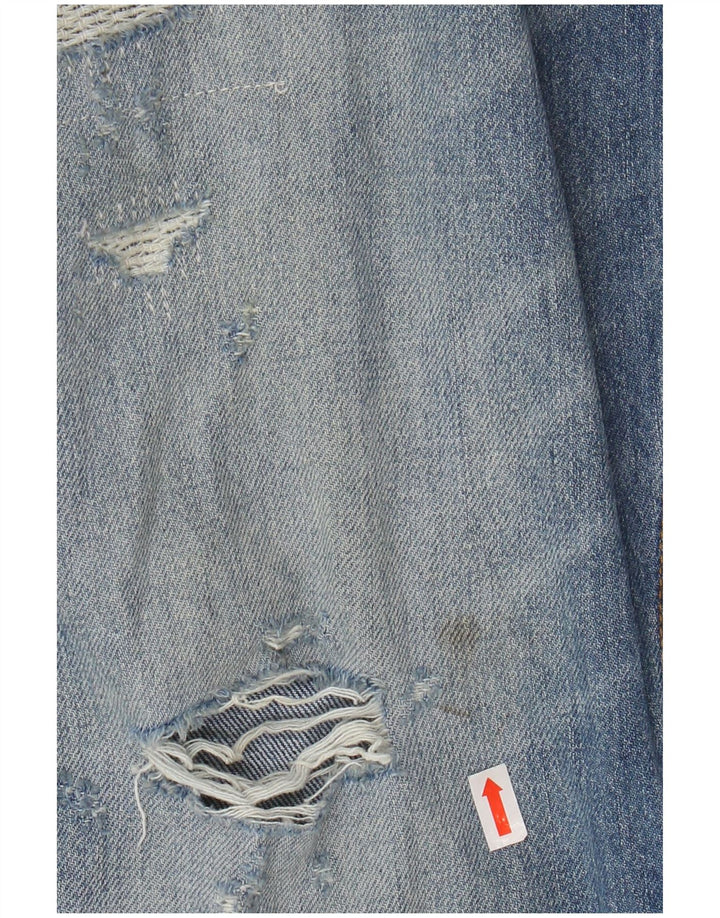 HUGO BOSS Herren Distressed Straight Jeans W34 L27 Blaue Baumwolle