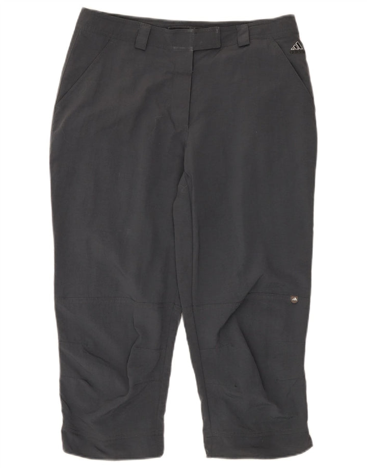 Adidas Damen Caprihose UK 14 Large W32 L21 Graues Polyamid