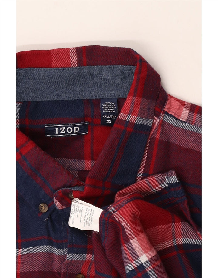 Izod Herren-Flanellhemd 2XL, rot kariert, Baumwolle
