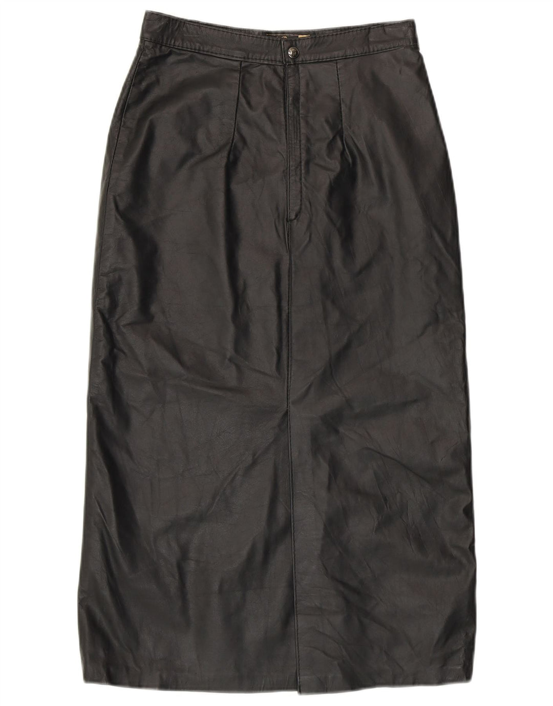 Vintage Damen High Waist Lederrock EU 42 Großes schwarzes Leder