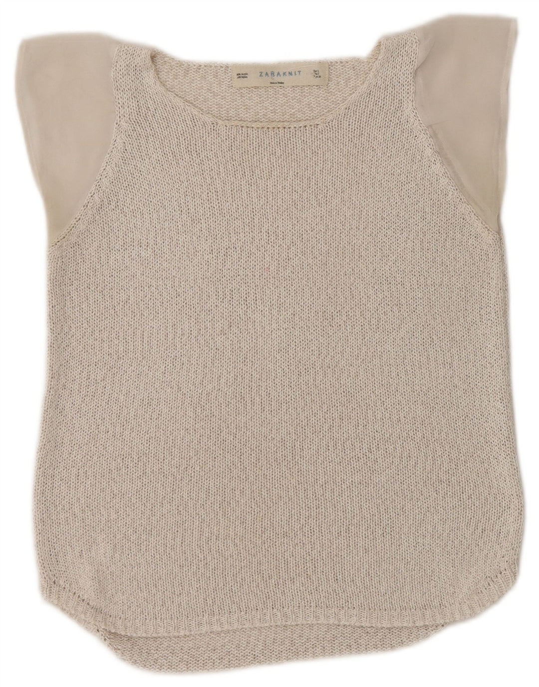 Zara Damen Strickblusenoberteil UK 10 Small Beige