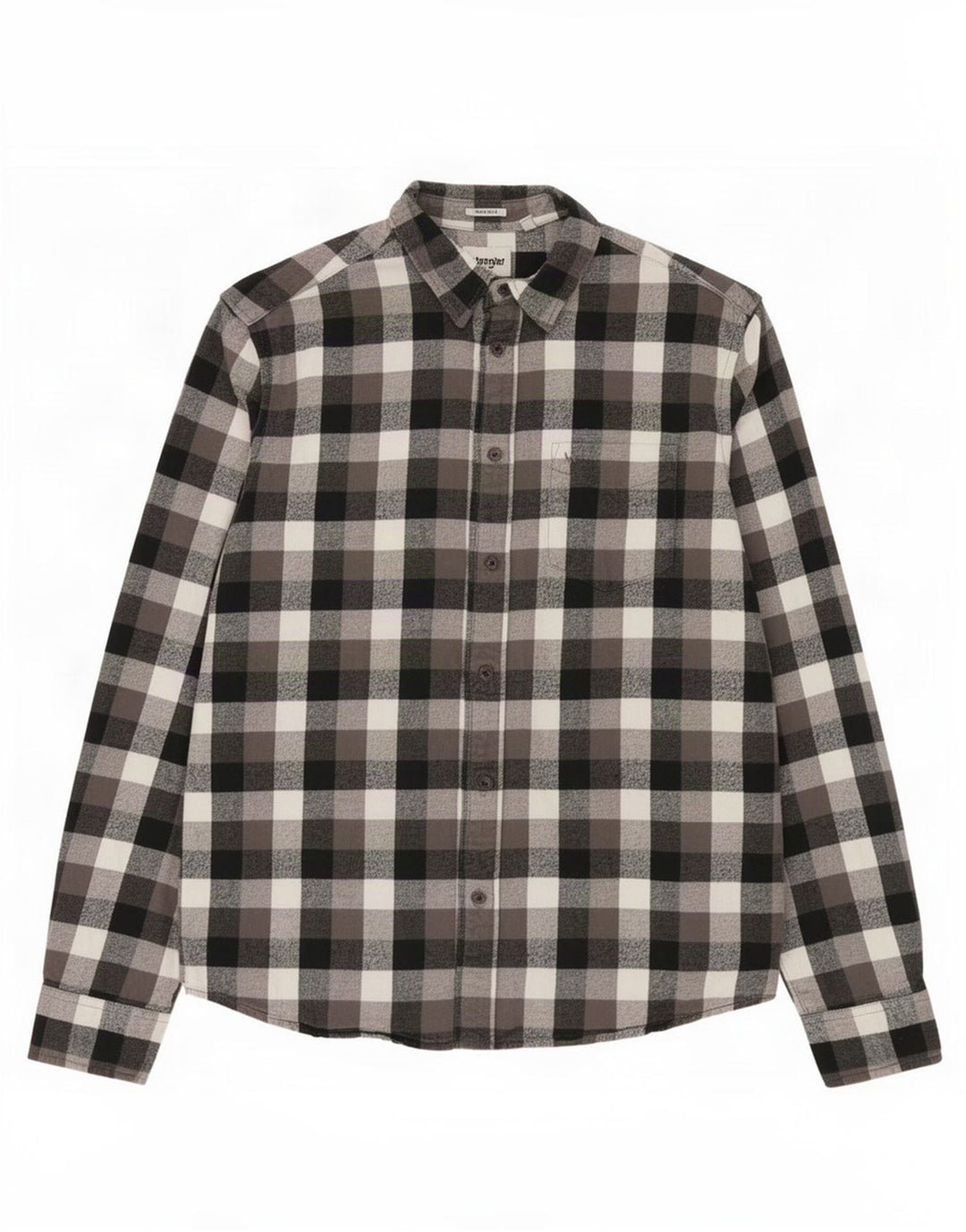 Wrangler Herren-Flanellhemd mit normaler Passform, klein, grau kariert, Baumwolle