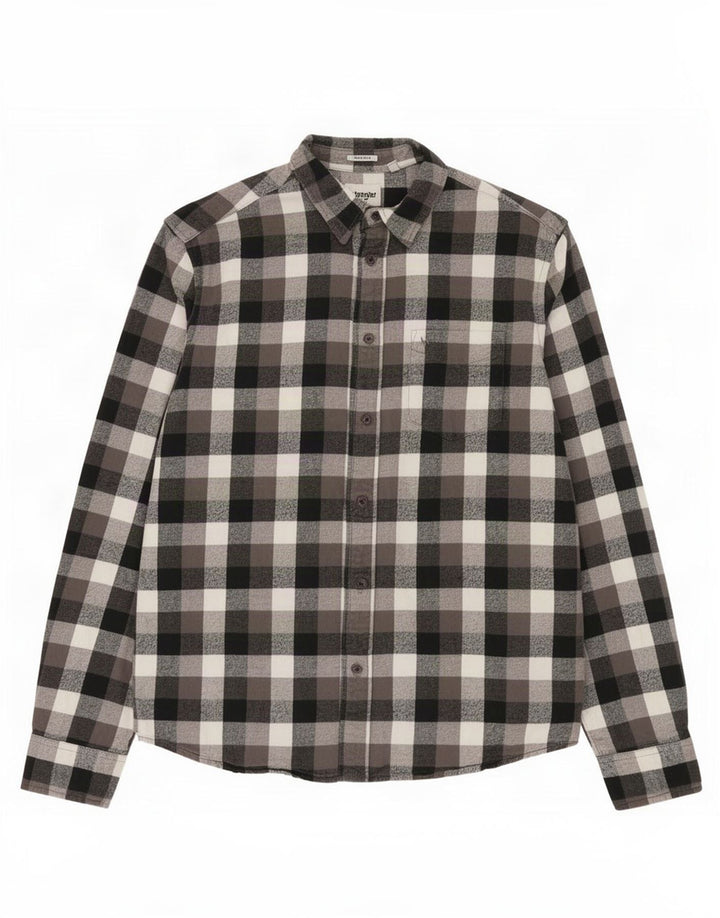 Wrangler Herren-Flanellhemd mit normaler Passform, klein, grau kariert, Baumwolle