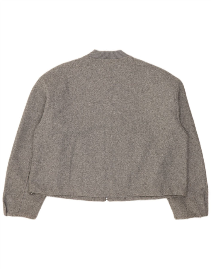 Zara Damen Crop Übergroße Bomberjacke UK 10 Small Grau Polyester