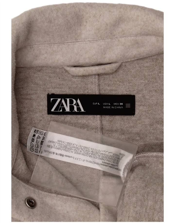 Übergroßes Shacket-Fleece-Hemd von Zara für Damen, UK 16, großes graues Polyester