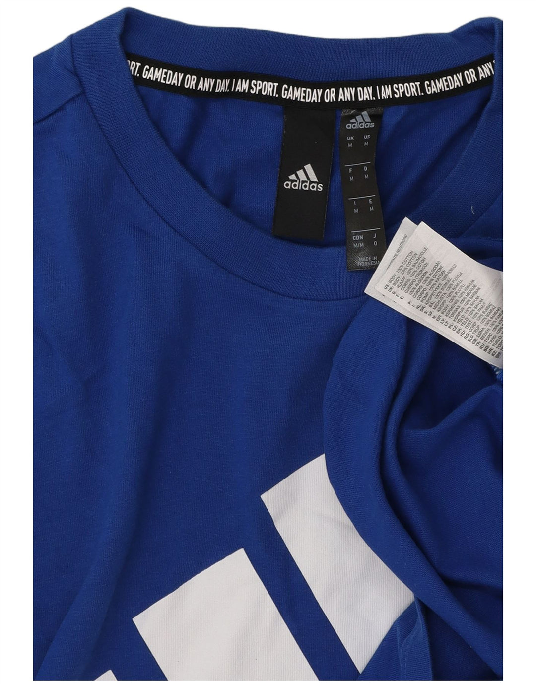 Adidas Herren Grafik-T-Shirt aus mittelblauer Baumwolle
