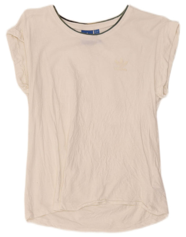 Adidas Damen Graphic T-Shirt Top UK 12 Mittelweiße Baumwolle