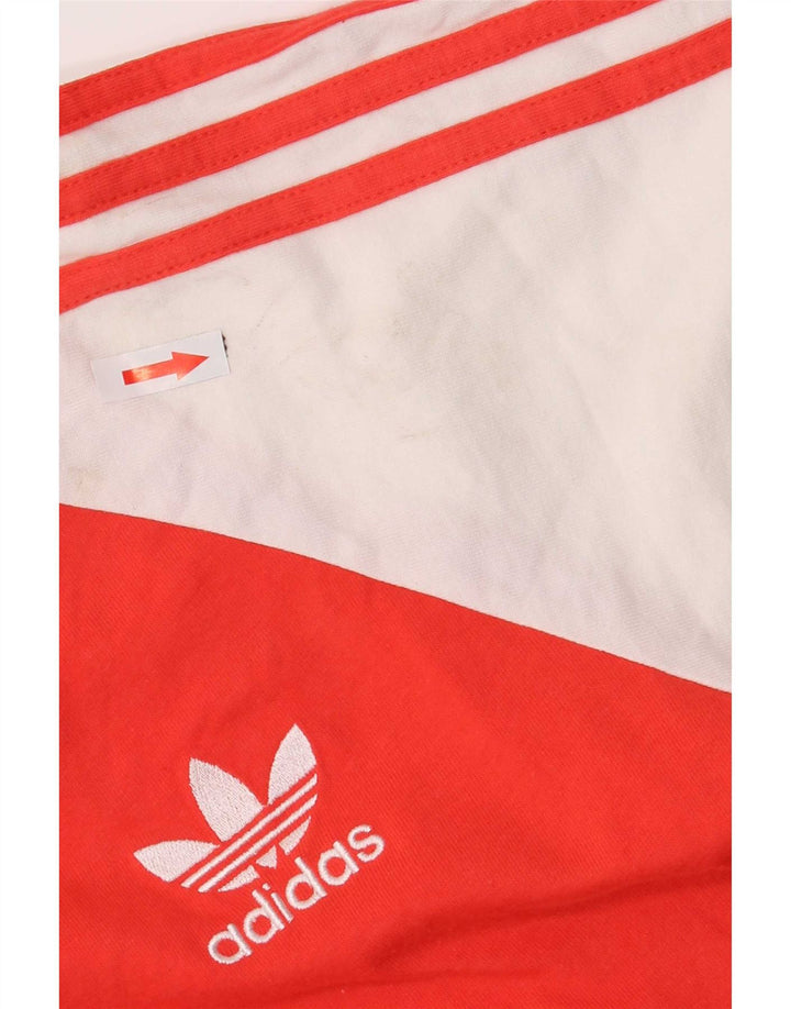 Adidas Herren-Oberteil aus langärmliger mittelroter Colourblock-Baumwolle