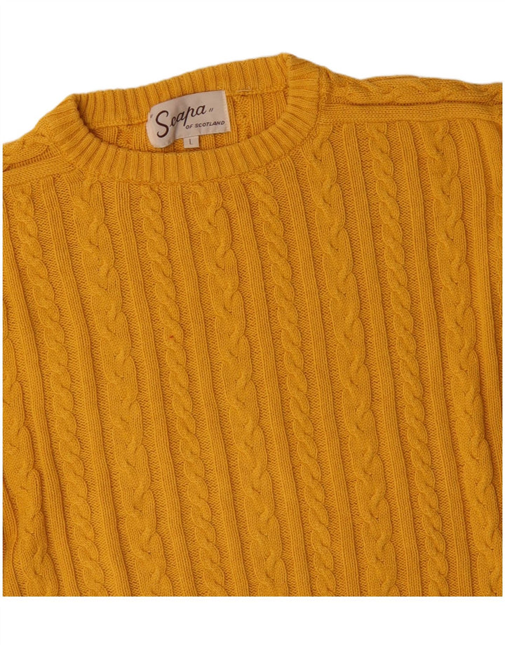 Scapa Herren-Pullover mit Rundhalsausschnitt, groß, gelbe Baumwolle