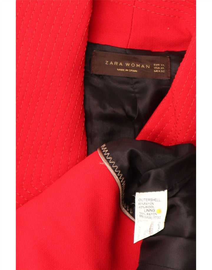 Zara Damen Kurzmantel UK 18 XL Rot Rayon