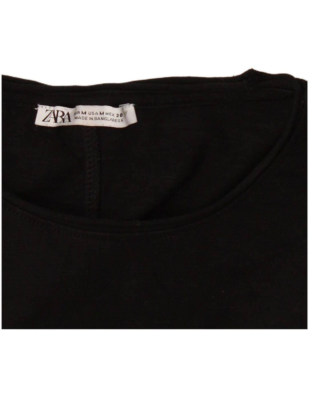 Zara Damen T-Shirt Top UK 12 Medium Schwarz