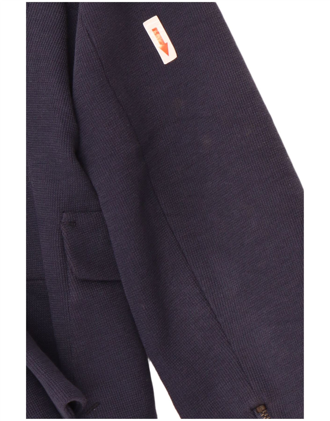 Zara Damen Crop 1-Knopf-Blazerjacke UK 14 Große marineblaue Baumwolle