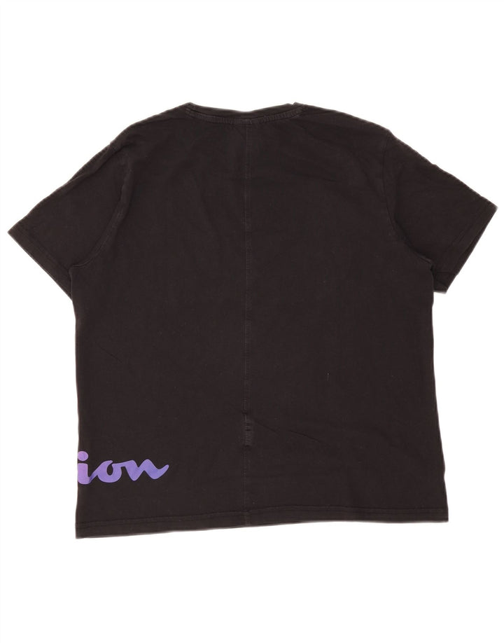 Champion Damen Grafik-T-Shirt-Oberteil UK 14 Large Schwarz